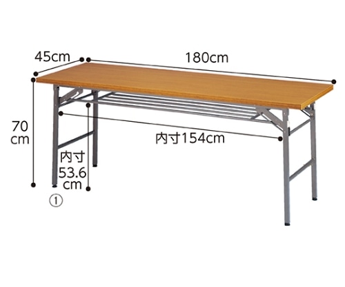 ストア・エキスプレス 折りたたみテーブル W180cm 棚付き チーク D45cm 入数5台 61-339-1-3 1セット(ご注文単位1セット)【直送品】