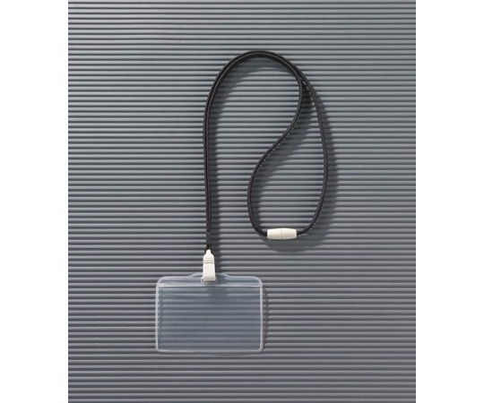 ライオン事務器 つりさげ名札 名札脱落防止、平ひも、ソフトタイプ N73ER-10P(BK) 1パック(ご注文単位1パック)【直送品】