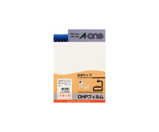 エーワン(A-ONE) OHPフィルム 手書き用 A4判 ノーカット 1パック(20シート入) 27040 1パック(ご注文単位1パック)【直送品】