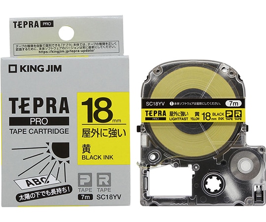 キングジム テプラ PROテープ 屋外に強い黄/黒文字 SC18YV 1個(ご注文単位1個)【直送品】