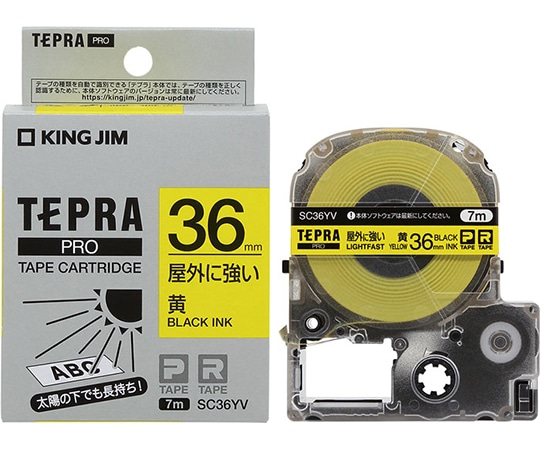 キングジム テプラ PROテープ 屋外に強い黄/黒文字 SC36YV 1個(ご注文単位1個)【直送品】