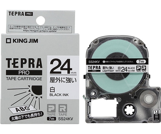 キングジム テプラ PROテープ 屋外に強い白/黒文字 SS24KV 1個(ご注文単位1個)【直送品】