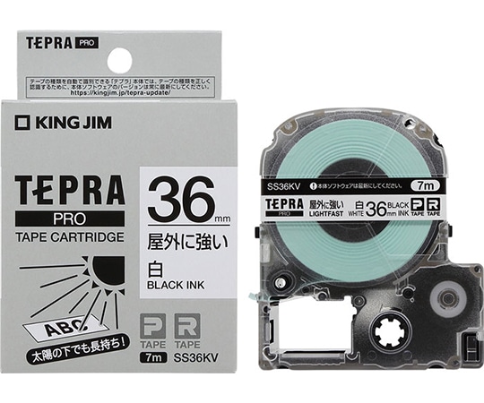 キングジム テプラ PROテープ 屋外に強い白/黒文字 SS36KV 1個(ご注文単位1個)【直送品】