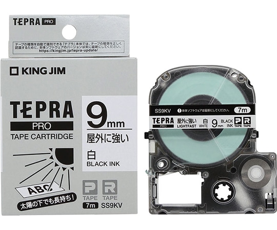 キングジム テプラ PROテープ 屋外に強い白/黒文字 SS9KV 1個(ご注文単位1個)【直送品】