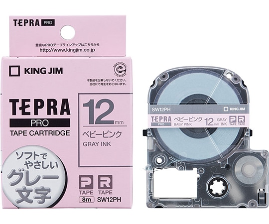 キングジム PROテープ ベビーピンク/グレー文字 SW12PH 1個(ご注文単位1個)【直送品】
