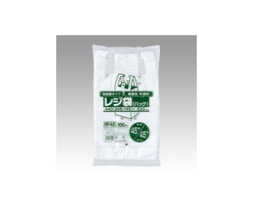 ジャパックス レジ袋省資源タイプ 無着色半透明 1パック(100枚入) RF45 1パック（ご注文単位1パック）【直送品】