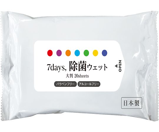 ニーズ 7days, 除菌ウェット 大判 ノンアルコール 20枚×50個 NPS30000292 1箱(ご注文単位1箱)【直送品】