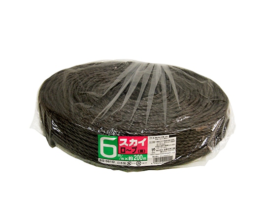 宮島化学工業 スカイロープ 黒 6mm×200m BS060D 1巻(ご注文単位1巻)【直送品】