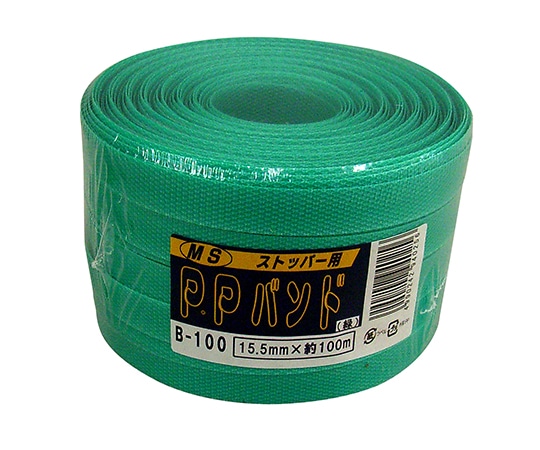 宮島化学工業 ストッパー用 PPバンド 緑 15.5mm×100m B100G 1巻(ご注文単位1巻)【直送品】
