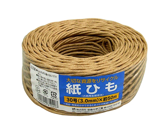 宮島化学工業 紙ひも 茶 30号(3mm)×50m Y030 1巻(ご注文単位1巻)【直送品】