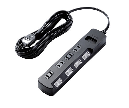 エレコム TV用ほこり防止シャッター付雷ガードタップ 差込口4個 5.0m AVT-K6A-2450BK 1個(ご注文単位1個)【直送品】