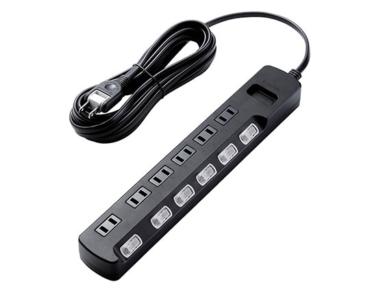 エレコム TV用ほこり防止シャッター付雷ガードタップ 差込口6個 5.0m AVT-K6A-2650BK 1個(ご注文単位1個)【直送品】