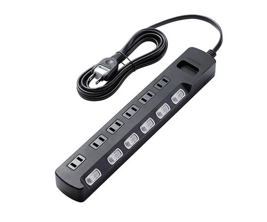 エレコム TV用ほこり防止シャッター付雷ガードタップ 差込口6個 2.5m AVT-K6A-2625BK 1個(ご注文単位1個)【直送品】