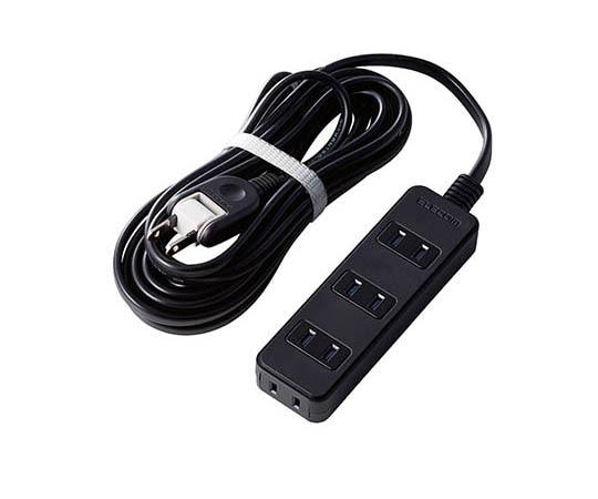 エレコム TV用ほこり防止シャッター付タップ 差込口4個 5.0m AVT-ST02-2450BK 1個(ご注文単位1個)【直送品】