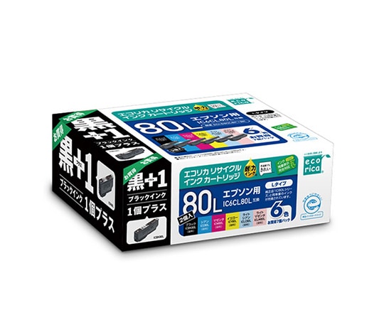 エコリカ エコリカ リサイクルインクカートリッジ IC6CL80L+ICBK80L用 6色セット ECI-E80L6P+BK 1セット(ご注文単位1セット)【直送品】