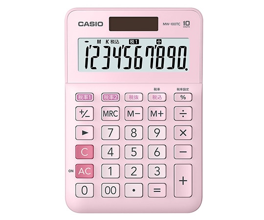 カシオ カシオ W税率電卓 ミニジャストサイズ10桁 ピンク MW-100TC-PK-N 1個(ご注文単位1個)【直送品】