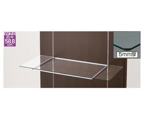 ストア・エキスプレス 10R ガラス棚セットW90cmオーバーハングタイプ ガラス5mm厚 D35cm 61-36-13-5 1セット（ご注文単位1セット）【直送品】