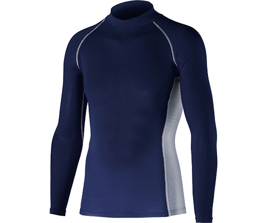 おたふく手袋 パワーストレッチ 長袖ハイネック ネイビー S JW-625 1枚(ご注文単位1枚)【直送品】