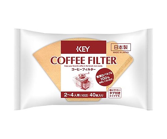 キーコーヒー コーヒーフィルター2-4人用無漂白タブ付40枚入 600012 1袋(ご注文単位1袋)【直送品】
