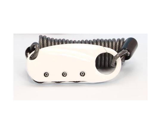 和気産業 番号可変式 ケーブルロック ホワイト 本体サイズ25×60mm ワイヤー長さ1250mm IB-119 1個(ご注文単位1個)【直送品】