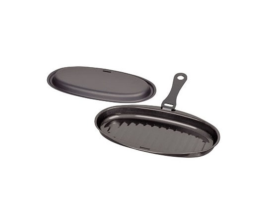 パール金属 ラクッキング 鉄製蓋・ハンドル付小判型グリルパン 25×13cm(ウェーブ) HB-1953 1個（ご注文単位1個）【直送品】