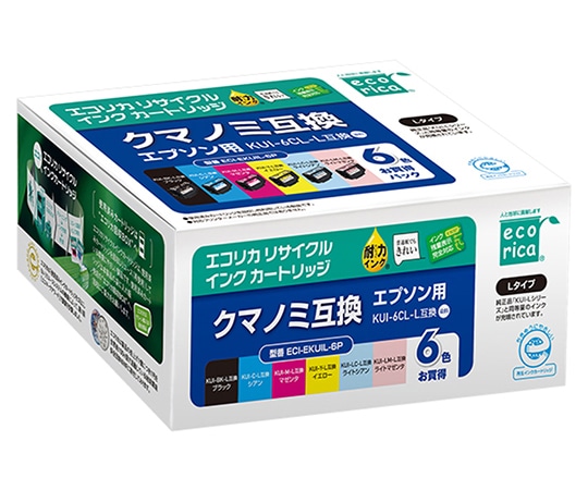 エコリカ エコリカ リサイクルインクカートリッジ KUI-6CL-L用 6色セット ECI-EKUIL-6P 1セット(ご注文単位1セット)【直送品】