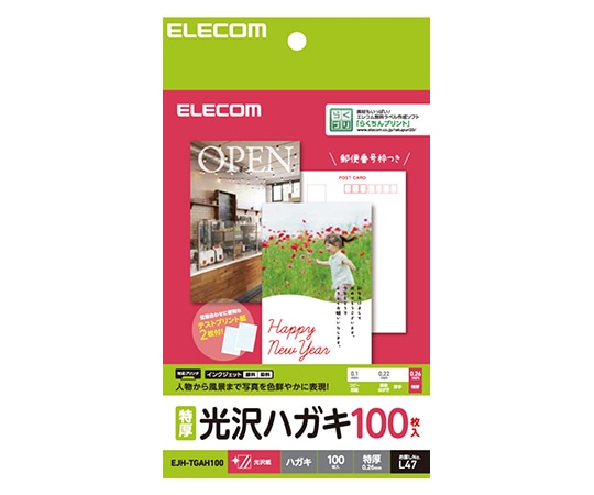 エレコム 光沢ハガキ(特厚タイプ) 100枚入 EJH-TGAH100 1パック(ご注文単位1パック)【直送品】