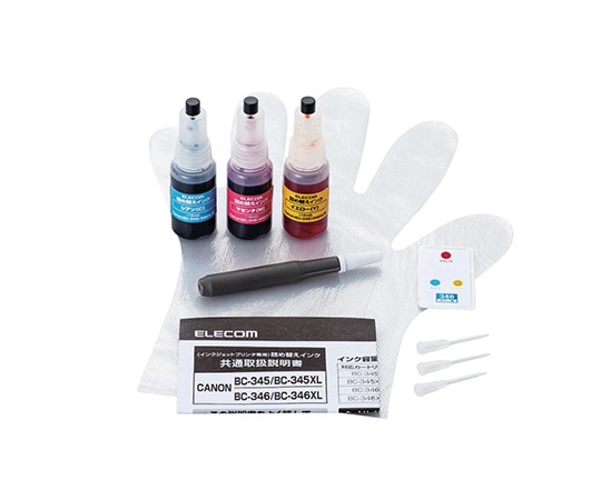 エレコム キヤノン用 詰め替えインク 3色セット(シアン・マゼンタ・イエロー) THC-346CSET8 1セット(ご注文単位1セット)【直送品】