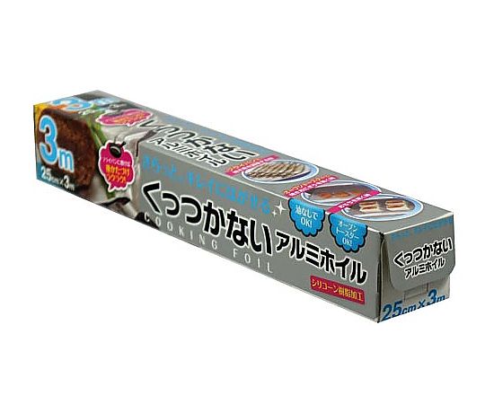 大和物産 くっつかないアルミホイル 25cm×3m 4904681622086 1個（ご注文単位1個）【直送品】