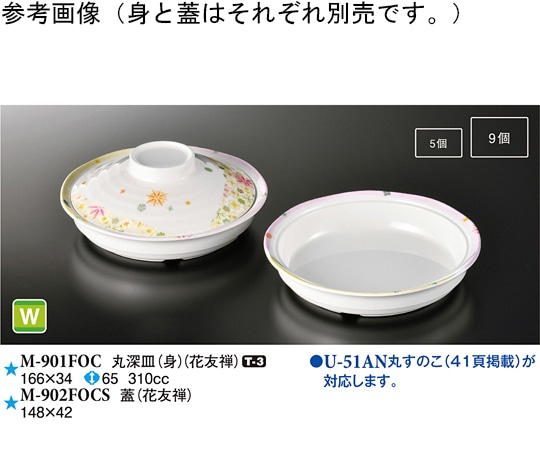 スリーライン 丸深皿(身) 花友禅 10個入 M-901FOC 1袋（ご注文単位1袋）【直送品】