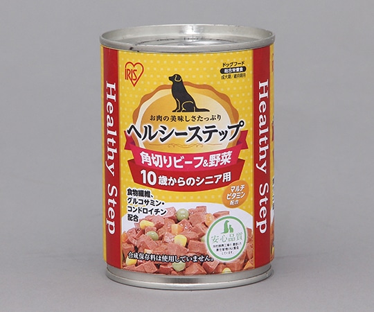 アイリスオーヤマ ヘルシーステップ 10歳以上用 角切りビーフ&野菜 375g φ75×103mm P-HLC-10KB 1缶（ご注文単位1缶）【直送品】