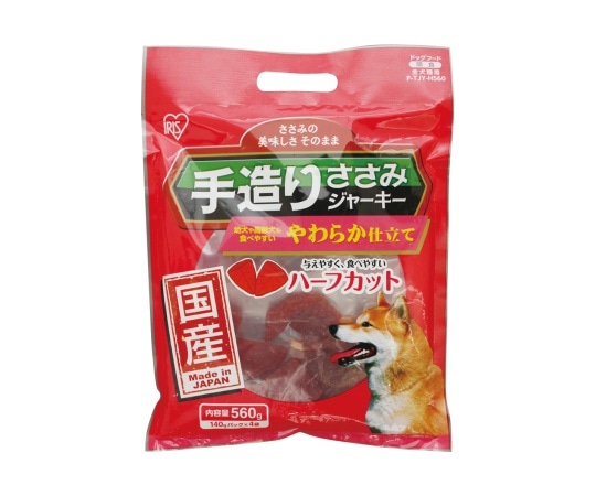 アイリスオーヤマ 国産手造りささみジャーキーやわらかハーフカット 140g×4 P-TJY-H560 1袋（ご注文単位1袋）【直送品】