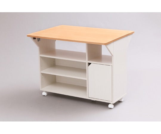 アイリスオーヤマ 扉付きキッチンワゴン ビーチ/ホワイト TKW-90 1台（ご注文単位1台）【直送品】