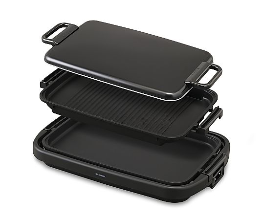 アイリスオーヤマ ワイドホットプレート 2枚プレート SWHP-012-B 1個（ご注文単位1個）【直送品】