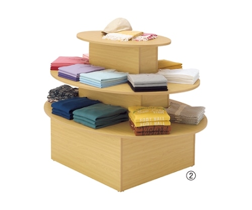 ストア・エキスプレス アイランド3段テーブル オーバル エクリュ 61-85-1-2 1台（ご注文単位1台）【直送品】