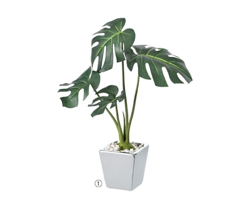 ストア・エキスプレス 卓上グリーンポット(人工樹木) モンステラ 1セット(3個入) 61-174-8-1 1セット(ご注文単位1セット)【直送品】