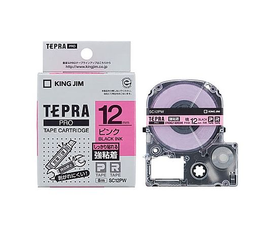 アズワン 12mm テープカセット(強粘着/ピンク) EA761DE-126 1個(ご注文単位1個)【直送品】