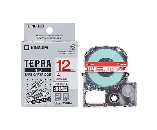 アズワン 12mm テープカセット(強粘着/白・赤文字) EA761DE-129 1個(ご注文単位1個)【直送品】