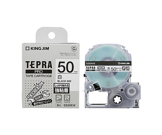 アズワン 50mm テープカセット(強粘着/白・黒文字) EA761DE-504 1個(ご注文単位1個)【直送品】