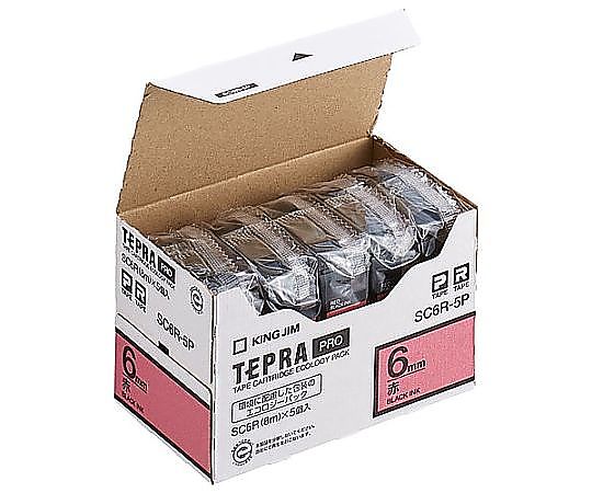 アズワン 6mm テープカセット(赤/5個) EA761DK-61B 1箱(ご注文単位1箱)【直送品】