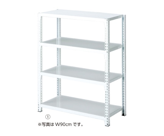 ストア・エキスプレス ストレージシェルフ スチール棚4段展開 W120cmタイプ ボルトレスタイプ ホワイト 本体 H180cm 61-67-5-3 1セット（ご注文単位1セット）【直送品】