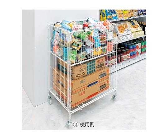 ストア・エキスプレス ワイヤー2段ワゴン ホワイト W60×D45cm 61-653-60-3 1台（ご注文単位1台）【直送品】