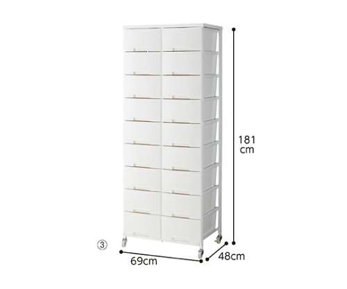 ストア・エキスプレス 大容量収納プラスチックチェスト 2列(W69cm) 8段 61-363-11-2 1台（ご注文単位1台）【直送品】