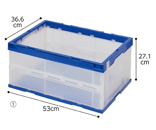 ストア・エキスプレス 折りたたみコンテナ(透明)ブルー エコタイプ 40リットル 1セット(5個入) 61-364-3-1 1セット（ご注文単位1セット）【直送品】
