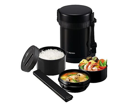 エスコ 590+400+280ml ランチジャー(黒/ステンレス製) EA763AV-11B 1個(ご注文単位1個)【直送品】