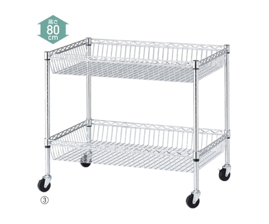 ストア・エキスプレス シェルフワゴン2段展開 W60×D45cm 61-753-54-1 1セット（ご注文単位1セット）【直送品】