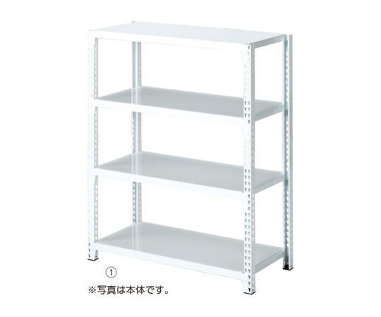 ストア・エキスプレス ストレージシェルフ スチール棚4段展開 W90cmタイプ ボルトレスタイプ ホワイト 連結 H120cm 61-67-2-1 1セット（ご注文単位1セット）【直送品】