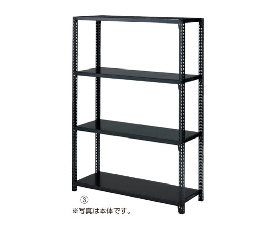 ストア・エキスプレス ストレージシェルフ スチール棚4段展開 W120cmタイプ ボルトレスタイプ ブラック 連結 H180cm 61-67-8-3 1セット（ご注文単位1セット）【直送品】