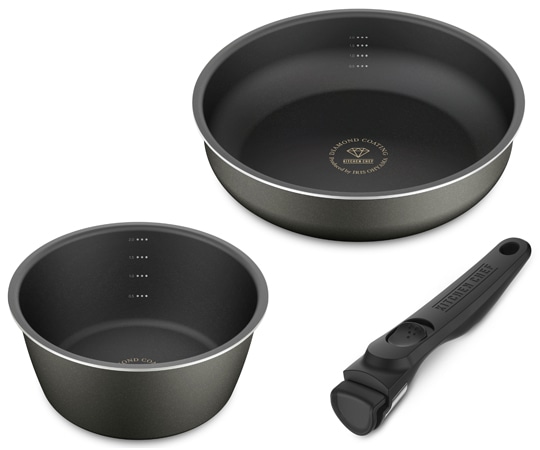 アイリスオーヤマ ダイヤモンドコートパン ディープラス ガス3点セット ロイヤルグレー DCG-S3S 1セット（ご注文単位1セット）【直送品】