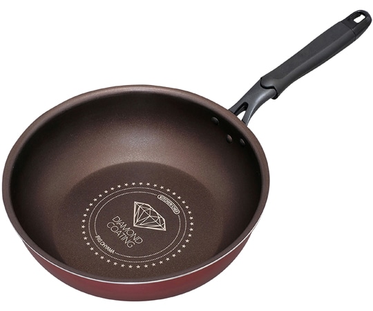 アイリスオーヤマ ダイヤモンドコートフライパン ガス用 炒め鍋26cm レッド/ダークブラウン DGS-W26 1個（ご注文単位1個）【直送品】